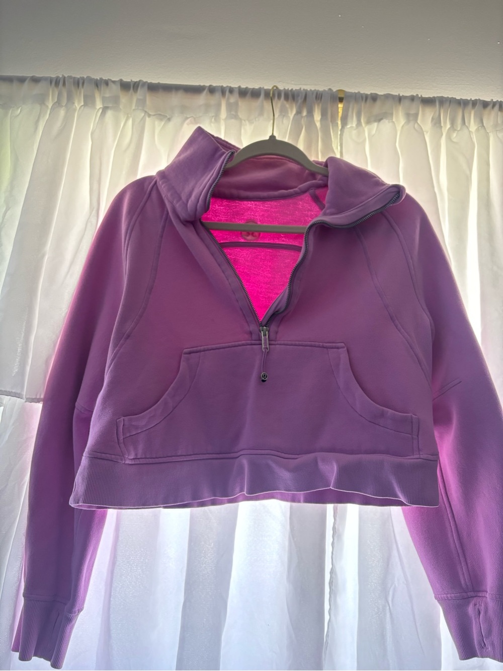 lululemon athletica Cropped Lavender Half-Zip Hoodie